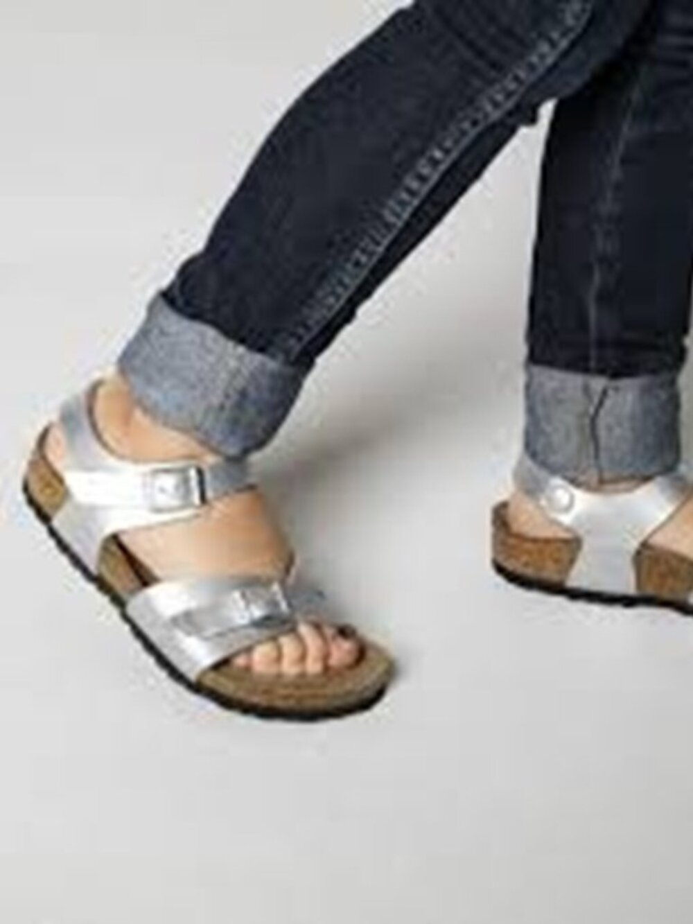 NEW Birkenstock Sparkling Light Silver Rio Kids Birko-Flor Shoes